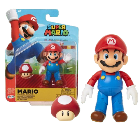 World of Nintendo 4" FIG W19 Mario with Mushroom World of Nintendo 4" FIG W19 Mario with Mushroom