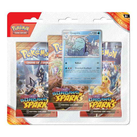 Pokemon SV8 Surging Sparks 3-Pack Blister - Quagsire Pokemon SV8 Surging Sparks 3-Pack Blister - Quagsire