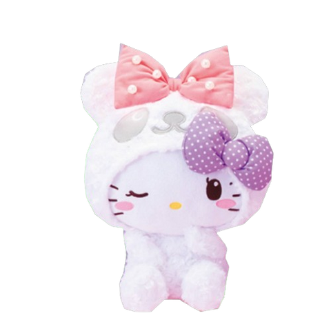 Panda Hello Kitty Furry White Wink Eye Panda Hello Kitty Furry White Wink Eye