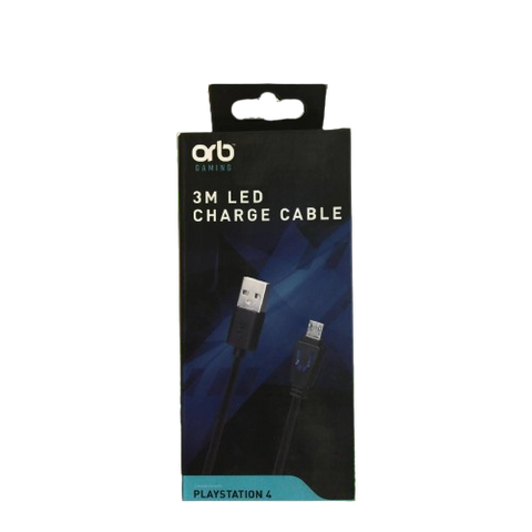 PS4 Orb Gaming 3M LED Charging 2 Cables (Black) PS4 Orb Gaming 3M LED Charging 2 Cables (Black)
