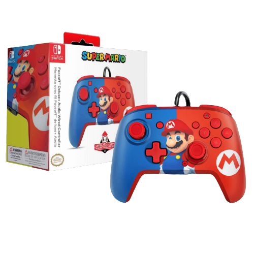 Nintendo Switch PDP Faceoff Deluxe + Audio Controller Mario PLAYe