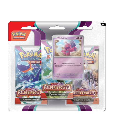 Pokemon SV2 Paldea Evolved 3 Pack Blister - Tinkatink Pokemon SV2 Paldea Evolved 3 Pack Blister - Tinkatink
