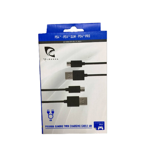 PS4 Piranha Gaming Twin Charging Cable 4M PS4 Piranha Gaming Twin Charging Cable 4M