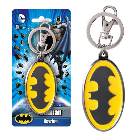 Batman Logo Colored Pewter Keychain