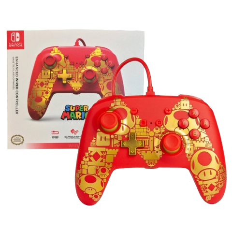 Nintendo Switch PowerA Wired Controller - Mario Golden M Nintendo Switch PowerA Wired Controller - Mario Golden M