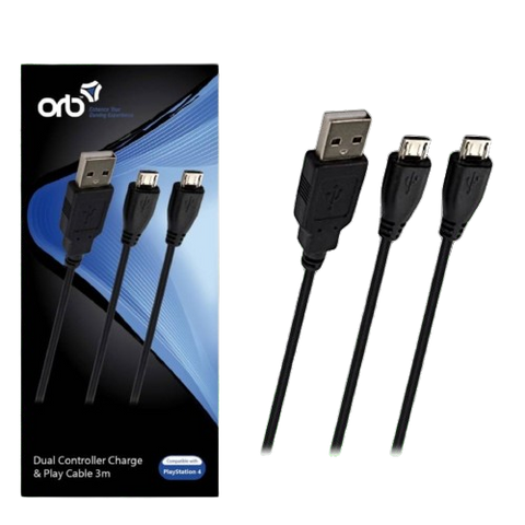 PS4 Orb Gaming 3M Dual Charge 3 Cables (Black) PS4 Orb Gaming 3M Dual Charge 3 Cables (Black)