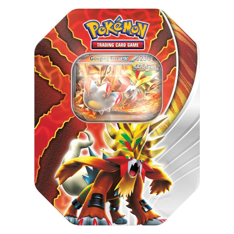 Pokemon Paradox Destinies Small Tin - Gouging Fire Pokemon Paradox Destinies Small Tin - Gouging Fire