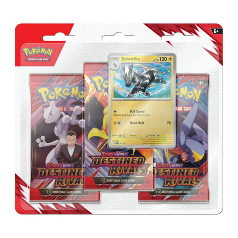 Pokemon SV10 Destined Rivals 3 Pack Blister - Zebstrika Pokemon SV10 Destined Rivals 3 Pack Blister - Zebstrika