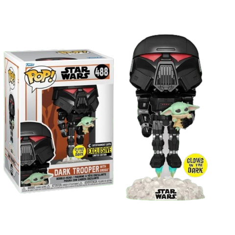 Funko POP! (488) The Mandalorian Dark Trooper with Grogu Exclusive Funko POP! (488) The Mandalorian Dark Trooper with Grogu Exclusive