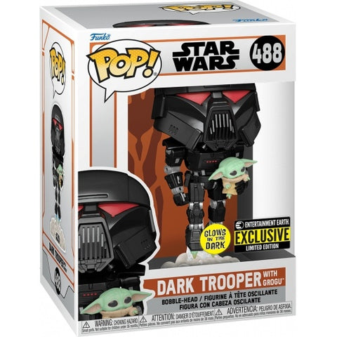 Funko POP! (488) The Mandalorian Dark Trooper with Grogu Exclusive