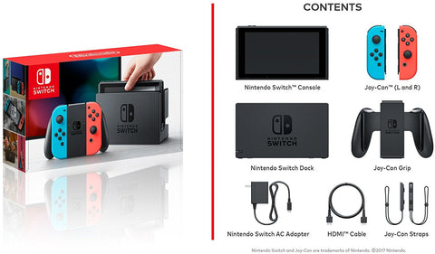 Nintendo Switch with Neon Blue and Neon Red Joy-Con