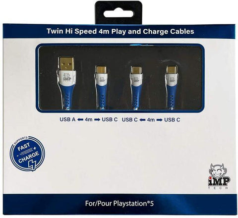 PS5 Imp Tech Twin High Speed 4M Play and Charge Cables PS5 Imp Tech Twin High Speed 4M Play and Charge Cables