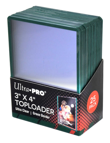 Ultra Pro Toploader 3"X4" Ultra Clear Green Border Ultra Pro Toploader 3"X4" Ultra Clear Green Border