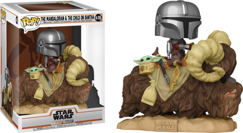 Funko POP! (416) Mandalorian Mando on Bantha w Child in Bag Funko POP! (416) Mandalorian Mando on Bantha w Child in Bag