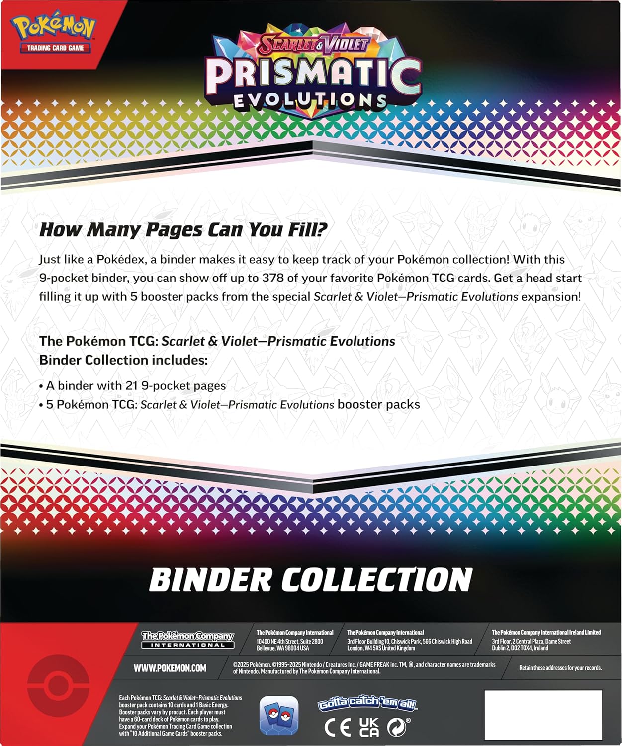 Pokemon SV8.5 Prismatic Evolutions Binder Collection