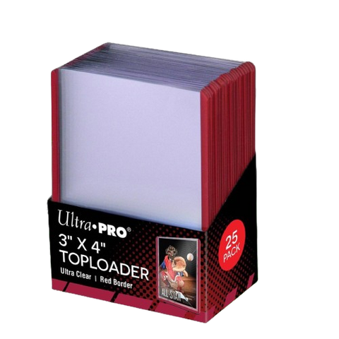 Ultra Pro Toploader 3"X4" Ultra Clear Red Border