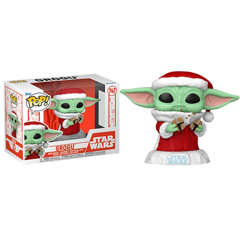 Funko POP! (747) Star Wars Holiday Santa Grogu with Cookie