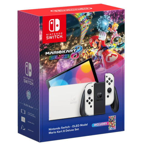 Nintendo Switch Oled Console White Mario Kart 8 Deluxe Set