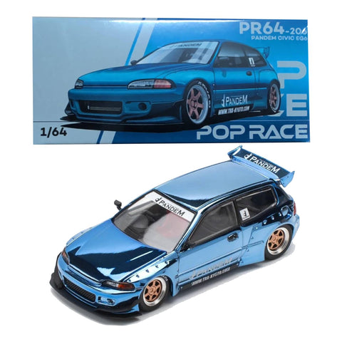 POP Race 1/64 PR64-206 Civic EG6 Chrome Blue