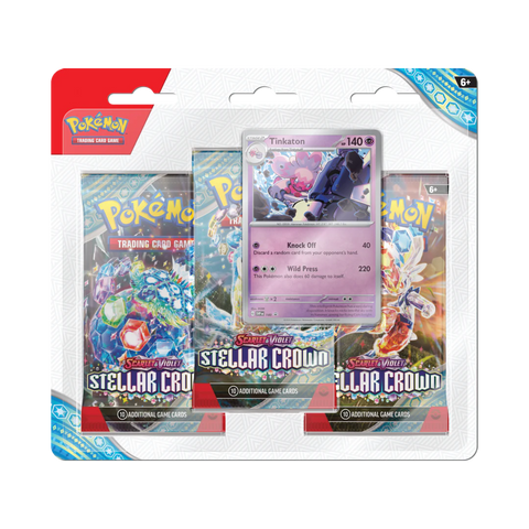 Pokemon SV7 Stellar Crown 3 Pack Blister - Tinkaton