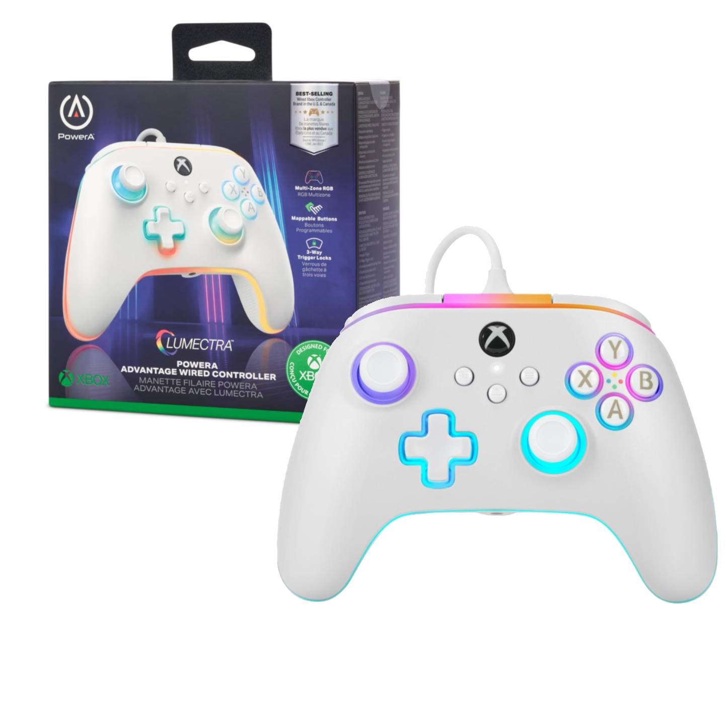 XBox Series X/S PowerA Advantage Wired Controller - Lumectra White | PLAYe