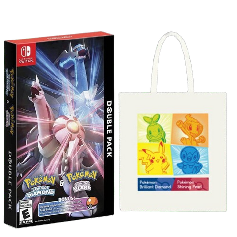 Nintendo Switch Pokemon Brilliant Diamond Shining Pearl Double Pack + Pokemon Diamond and Pearl Tote Bag