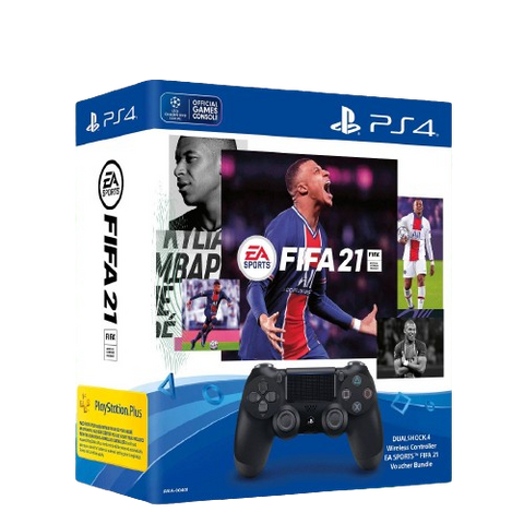 PS4 Dual Shock 4 Black + FIFA 21 Digital Game Bundle