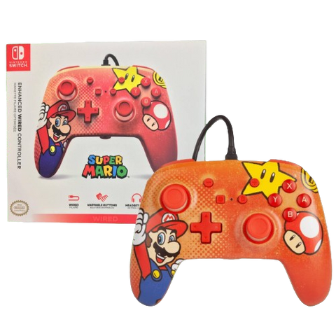 Nintendo Switch PowerA Wired Controller - Mario Vintage Red