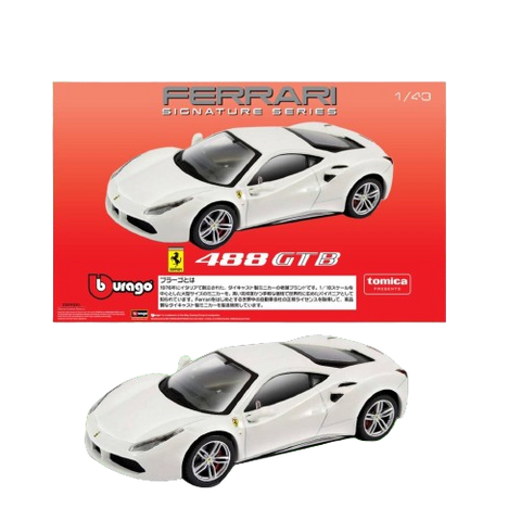 Tomica X Burago 1/43 White 488 GTB  Ferrari Signature Series