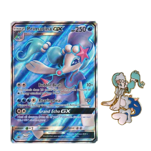 Pokemon Promo Pin + Card set - Primarina GX | PLAYe Pokemon Promo Pin + Card set - Primarina GX | PLAYe