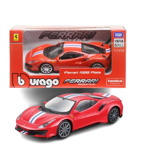 Tomica X Burago 1/43 Red 488 Pista Race & Play Ferrari