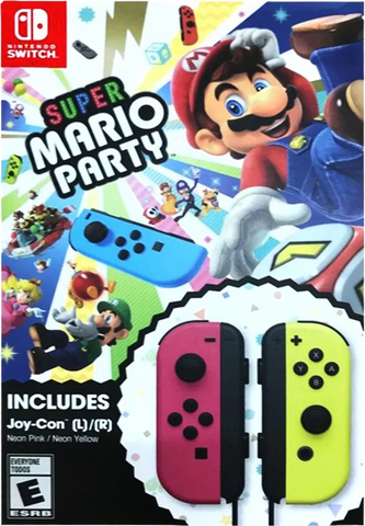 Nintendo Switch Neon Pink/Neon Yellow Controller + Super Mario Party