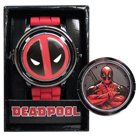 Deadpool Logo Spinner Red Strap Watch