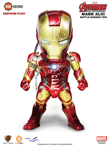 Kids Nation Iron Man MKXLIII Battle Damage Ver Earphone Pluggy