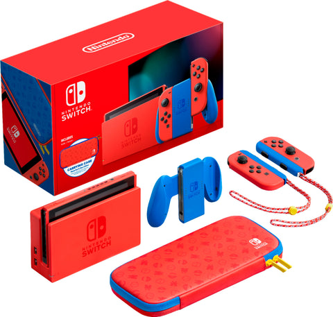 Nintendo Switch New Console Mario Red & Blue Bundle