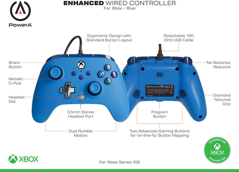 XBox Series X/S PowerA Enhanced Wired Controller - Blue