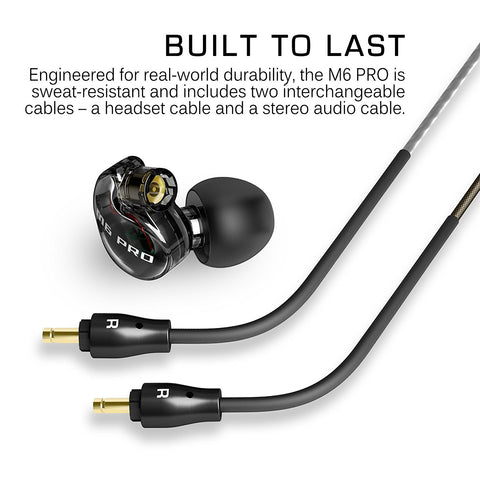 MEE audio M6 PRO Universal-Fit Noise-Isolating Musician's In-Ear Monitors with Detachable Cables