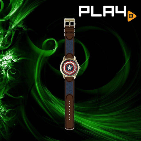 Captain America Printed Dial Antique Gold Watch