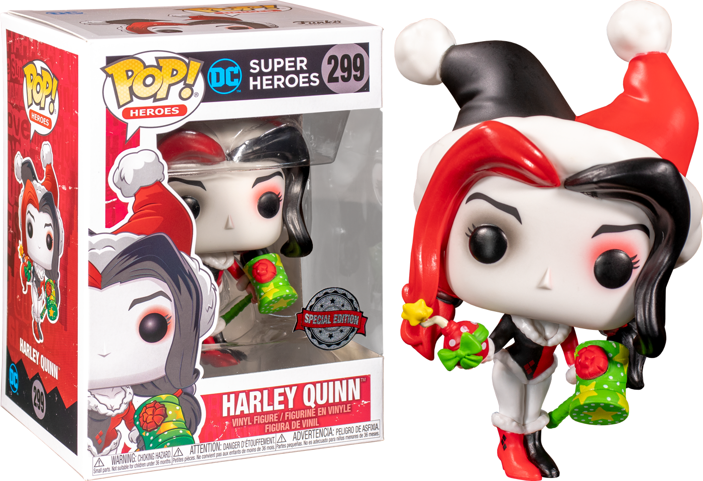 Funko Pop Arlequina Harley Quinn Wrapped Bomb 299 DC Heroes com o